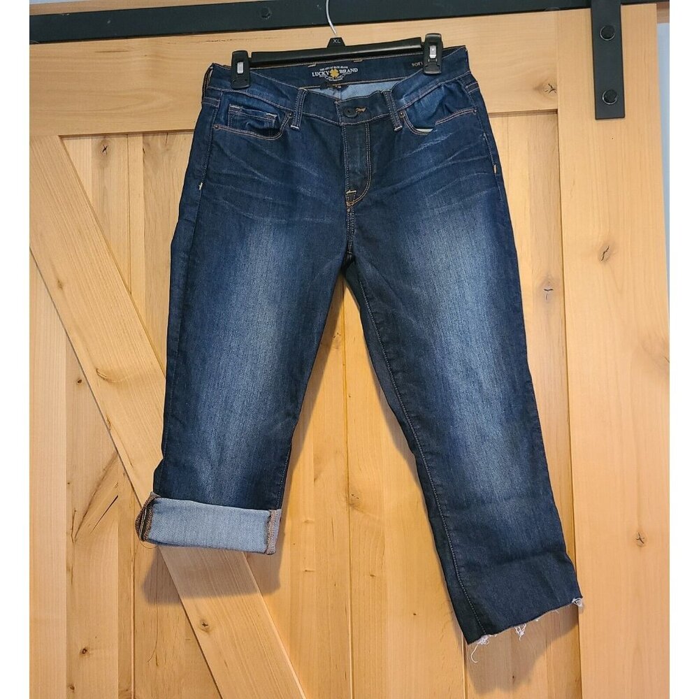 Lucky Brand Jeans Sofia Boot Women Sz 8/29 Regular Stretch Denim *Cut Hem* Crop